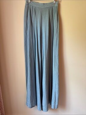 Light Blue Wide-Leg Flowing Palazzo Pants